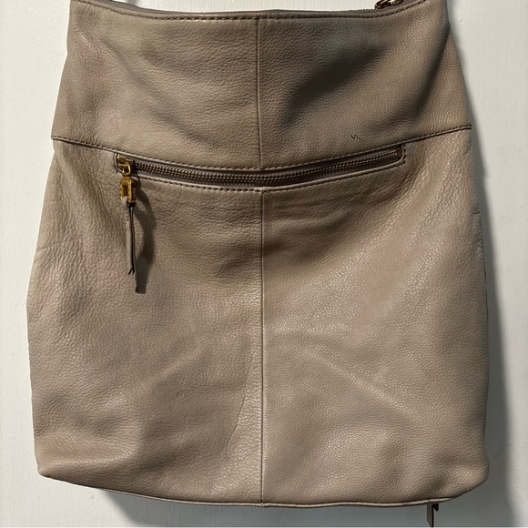 Hobo international Liberty Taupe Gray Leather Shoulder Bag Tote Gold Hardware - Picture 5 of 10